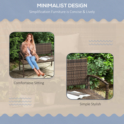 Patio Rattan 2 Seater Garden Bench Love Seat Garden Armchair Brown