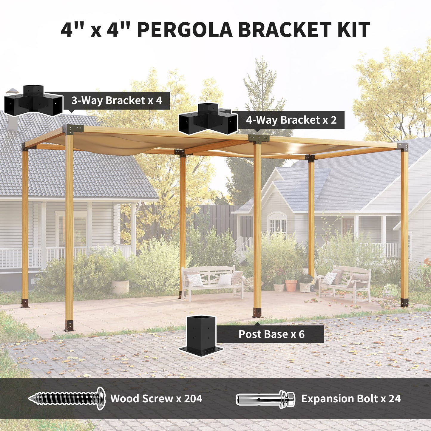 Pergola Kit, Pergola Brackets with 3-Way & 4-Way Corner Brackets