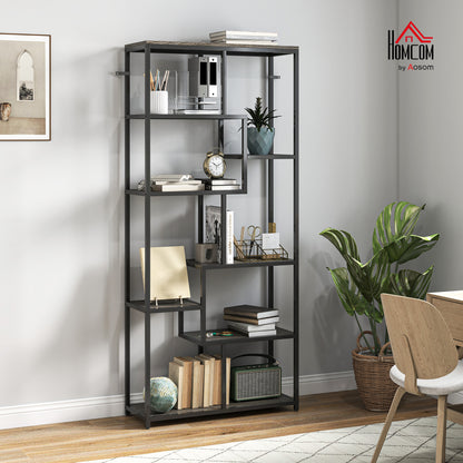 Industrial Bookcase 7-Tier Bookshelf Shelving Unit Grey Black