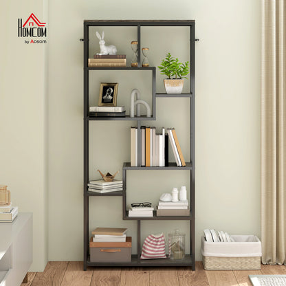 Industrial Bookcase 7-Tier Bookshelf Shelving Unit Grey Black