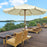 3.3(m) Patio Umbrella, Garden Parasol, Outdoor Sun Shade Canopy with 8 Bamboo Ribs, Ruffles and Wood Pole, Beige