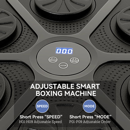 Music Boxing Machine, Smart Bluetooth Boxing Machine Wall Mounted with 9 Speeds & Modes, LED Lights and Gloves, Punching Pad for Adults, Black