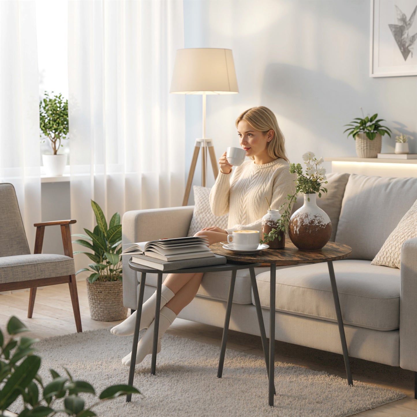 Upholstered PU Leather Armchair for Living Room, Grey