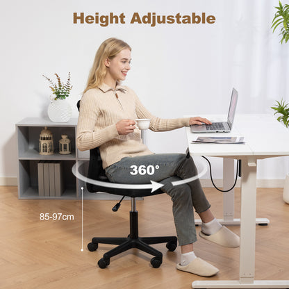 Vinsetto Armless Office Chair, Swivel Desk Chair w/ Adjustable Height, Black