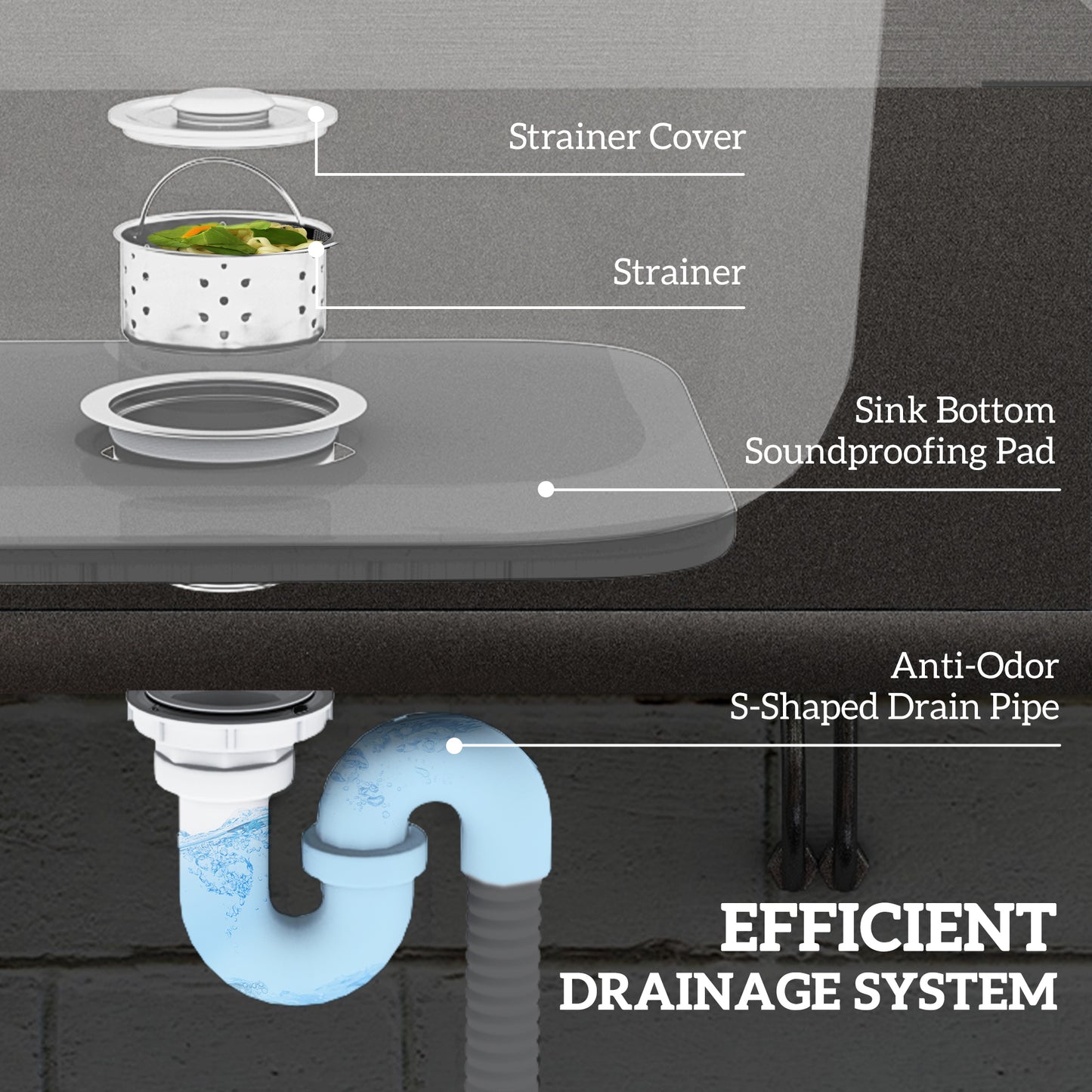 Stainless Steel Utility Sink with Cold and Hot Water Pipe Silver Tone