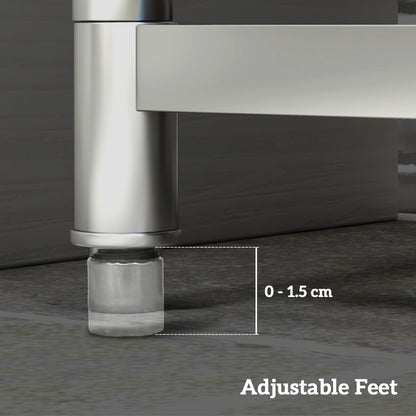 Stainless Steel Utility Sink with Cold and Hot Water Pipe Silver Tone