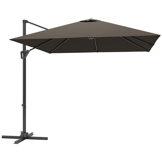 Square Cantilever Roma Parasol 360 Degree Rotation Hand Crank, Tan
