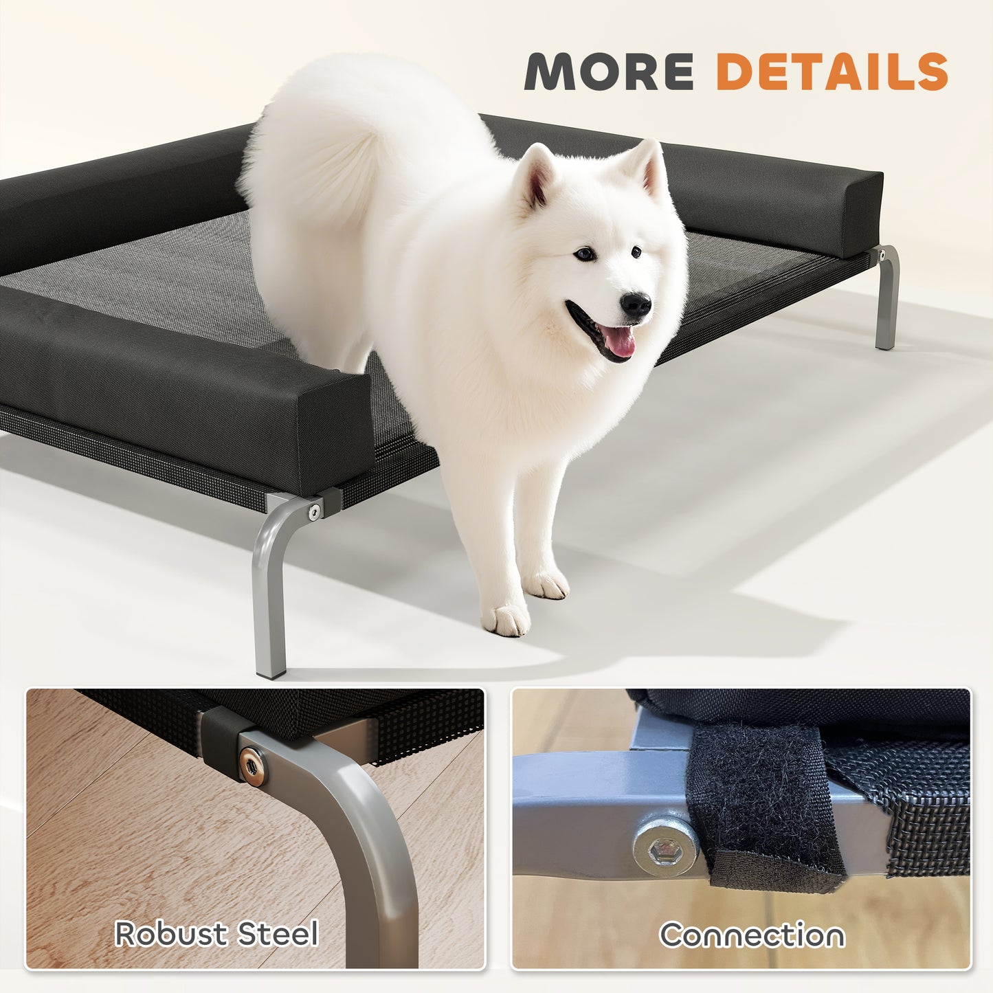 Elevated Dog Bed, Raised Dog Bed with Removable Bolsters
