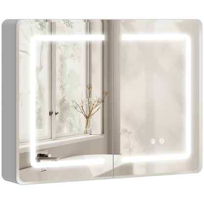 60 x 80 cm LED Bathroom Mirror Cabinet with Double-Sided Mirrors