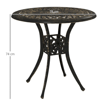 78 cm Round Garden Dining Table with Parasol Hole, Bronze Tone