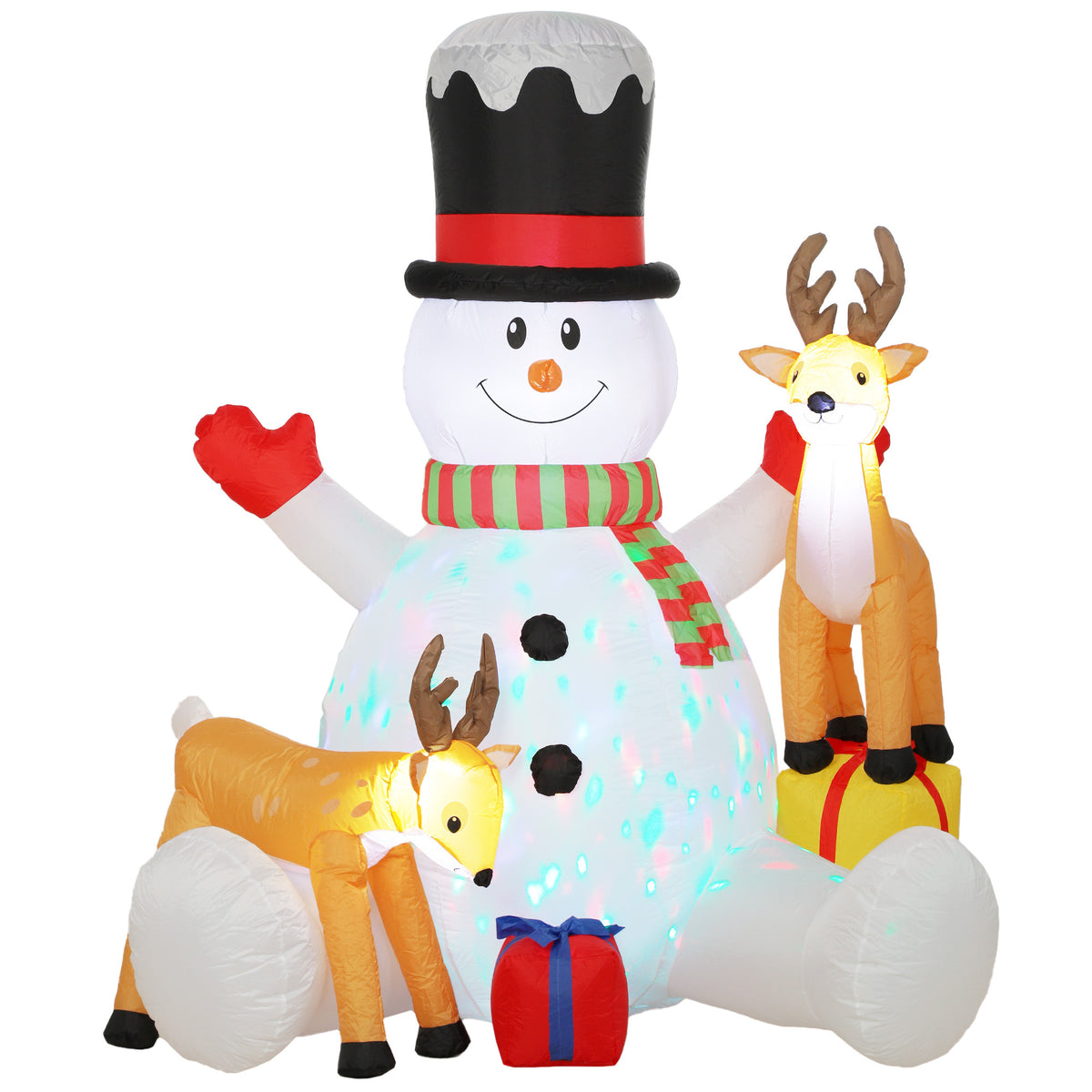 7ft Giant Christmas Inflatable Snowman with 2 Reindeer