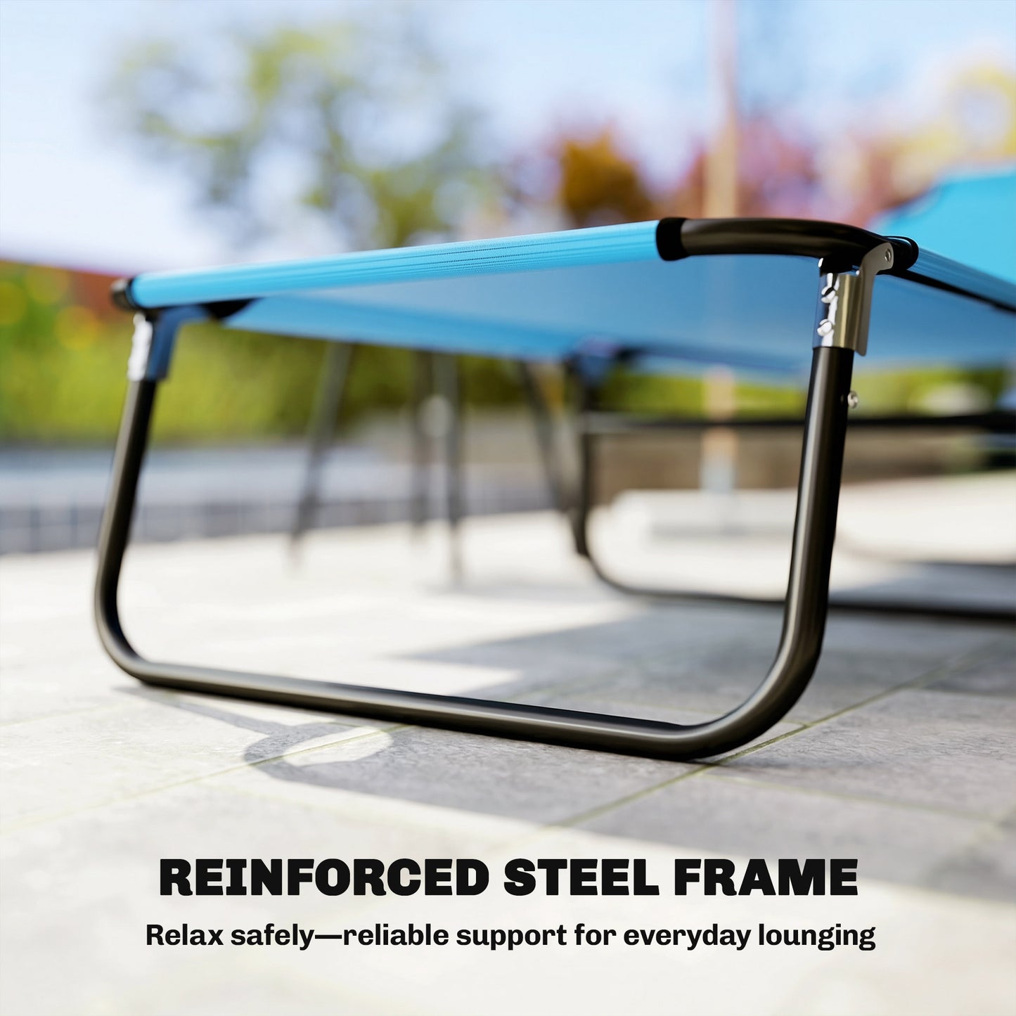 2 Piece Reclining Chaise Lounge with Adjustable Backrest, Sky Blue