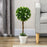 Set of 2 Potted Artificial Plants Ball Tree with Flowers, White