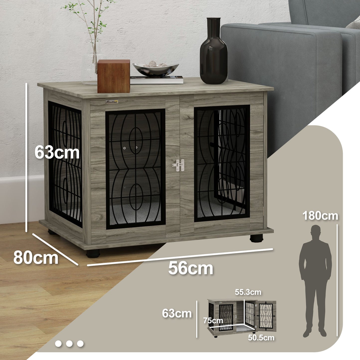 Dog Crate Furniture, End Table for Medium Dogs w/ Cushion