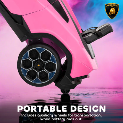 Licensed Lamborghini Electric Ride On Car with Suspension, Pink