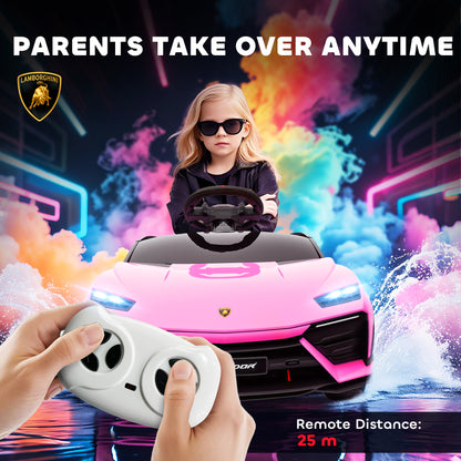 Licensed Lamborghini Electric Ride On Car with Suspension, Pink