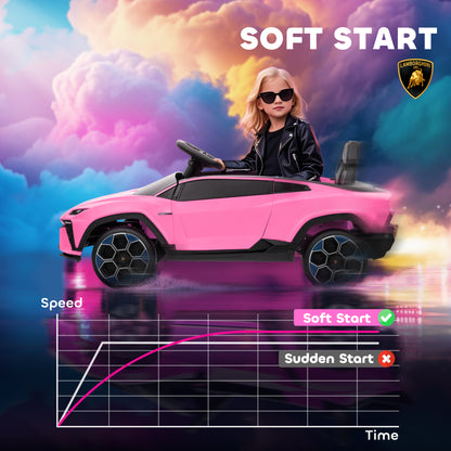 Licensed Lamborghini Electric Ride On Car with Suspension, Pink