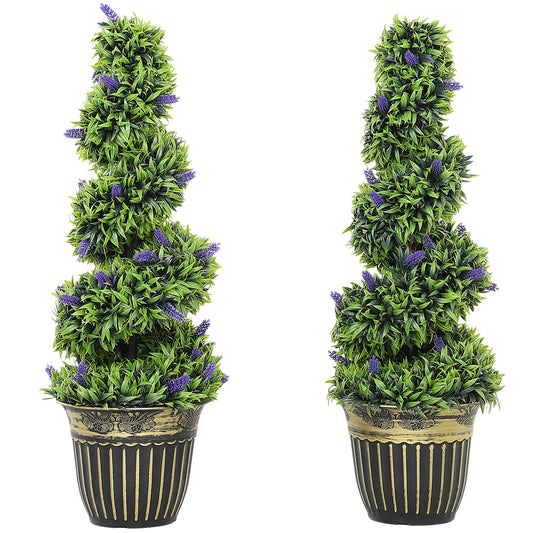 Set of 2 Decorative Artificial Plants with Lavender and Pot, 90cm