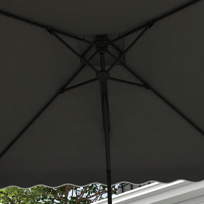 2.5m Square Double Top Garden Parasol Cantilever Umbrella with Ruffles, Grey