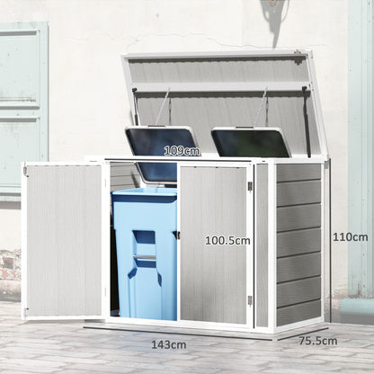 4.7 x 2.5FT Lockable Garden Shed, 2-Bin Storage Shed, Light Grey