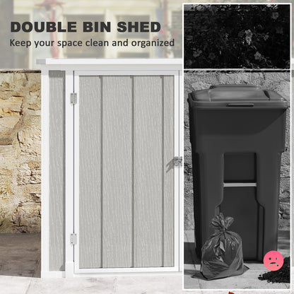 4.7 x 2.5FT Lockable Garden Shed, 2-Bin Storage Shed, Light Grey