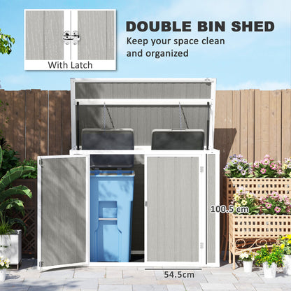 4.7 x 2.5FT Lockable Garden Shed, 2-Bin Storage Shed, Light Grey