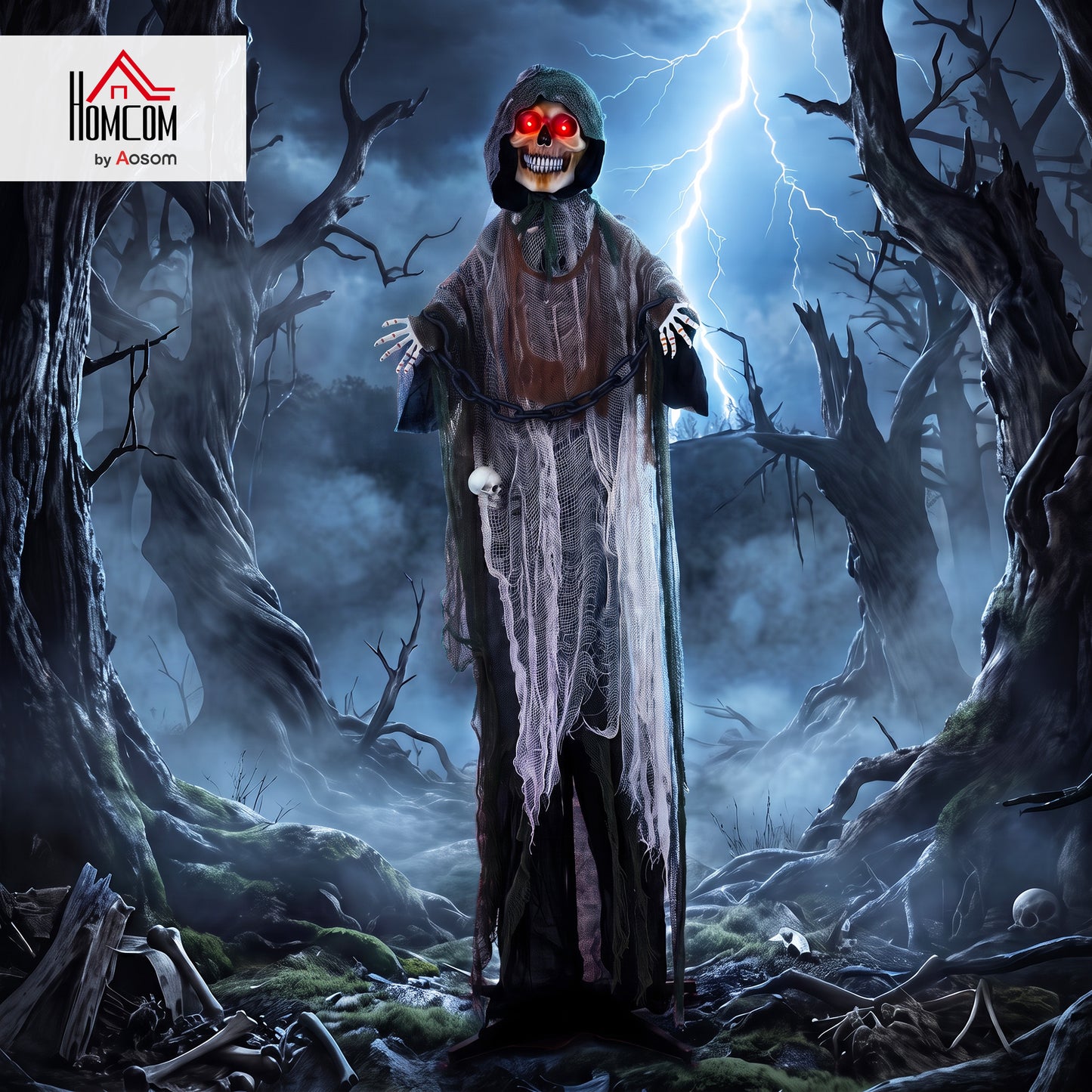 170cm Animated Halloween Grim Reaper for Covered Outdoor