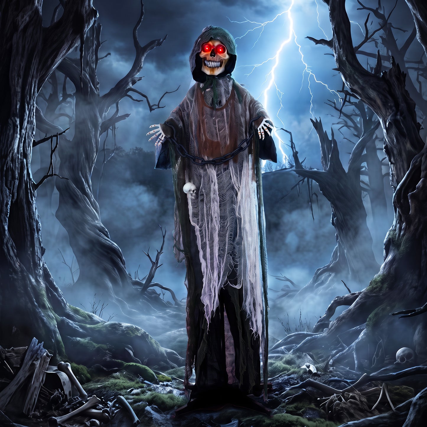 170cm Animated Halloween Grim Reaper for Covered Outdoor
