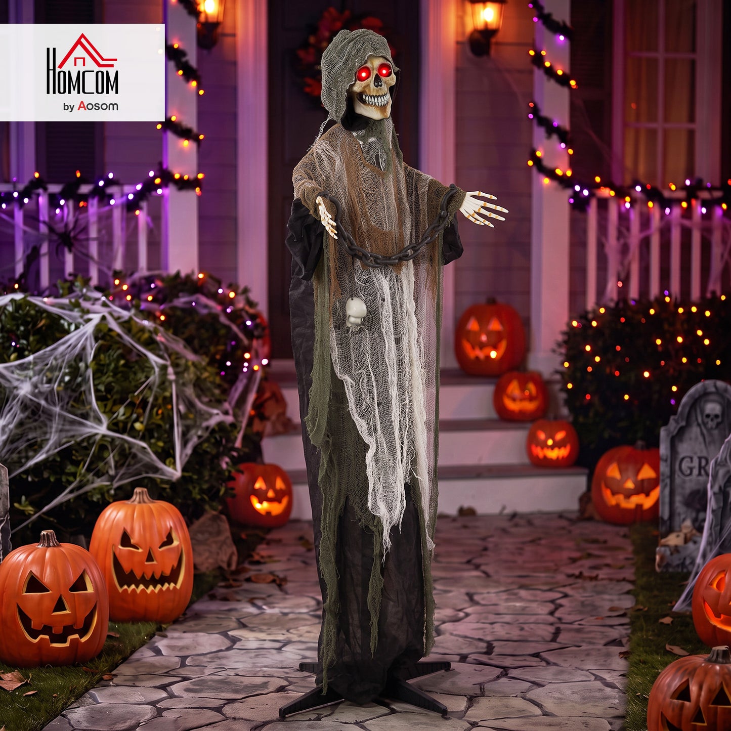 170cm Animated Halloween Grim Reaper for Covered Outdoor