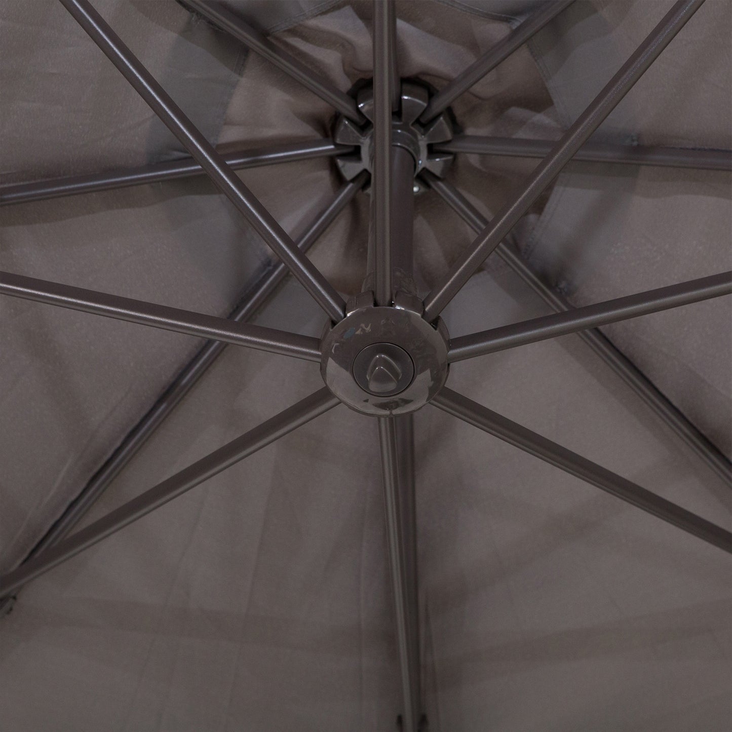 Outsunny 3M Roma Umbrella Sun Shade Cantilever Hanging Parasol w/ Cross Base Hand Crank Aluminium Frame 360¬¨‚àû Rotation - Grey