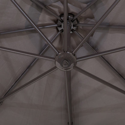 Outsunny 3M Roma Umbrella Sun Shade Cantilever Hanging Parasol w/ Cross Base Hand Crank Aluminium Frame 360¬¨‚àû Rotation - Grey