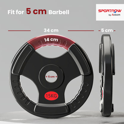 2 x 15kg Olympic Weight Plates, Weight Plate Discs with Tri-Grips