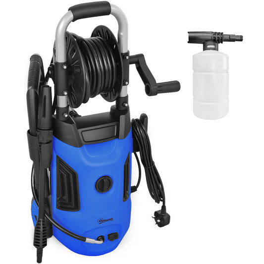 1800W Power Washer 150 Bar Pressure 6M Hose and Hose Reel, Blue
