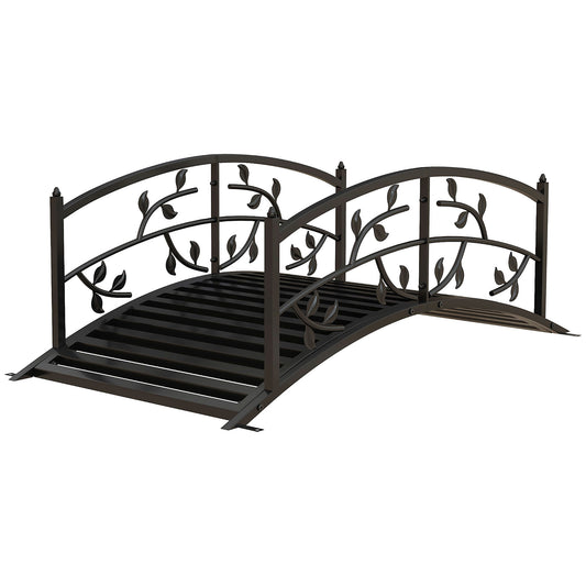 1.2M Metal Decorative Vine Pattern Arch Garden Bridge, Black