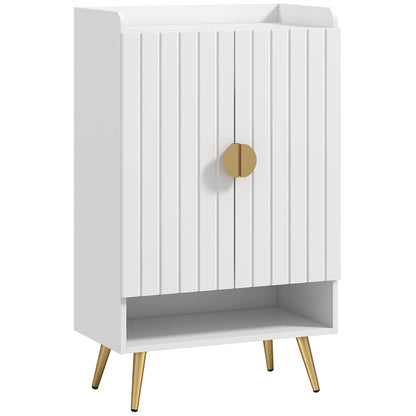 Shoe Storage Cabinet with 2 Doors for 15 Pairs of Shoes, White