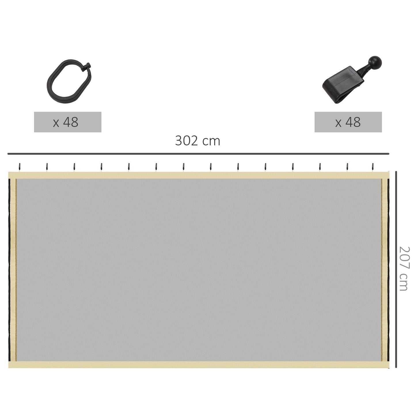 302 x 207cm Universal Replacement Gazebo Mesh Netting Screen Walls