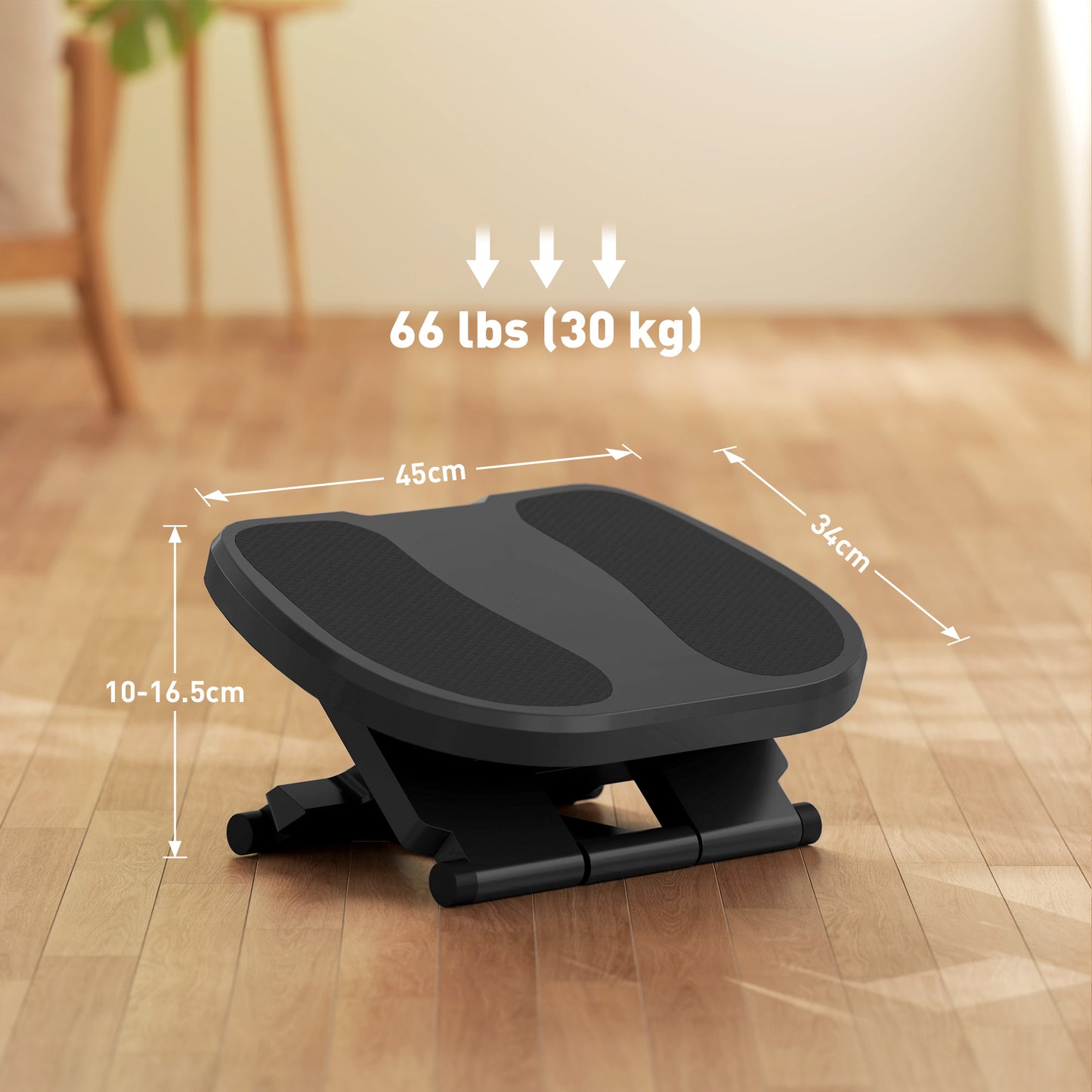 Adjustable Under-Desk Footrest Height Angle Tilt Anti-Slip Compact Health