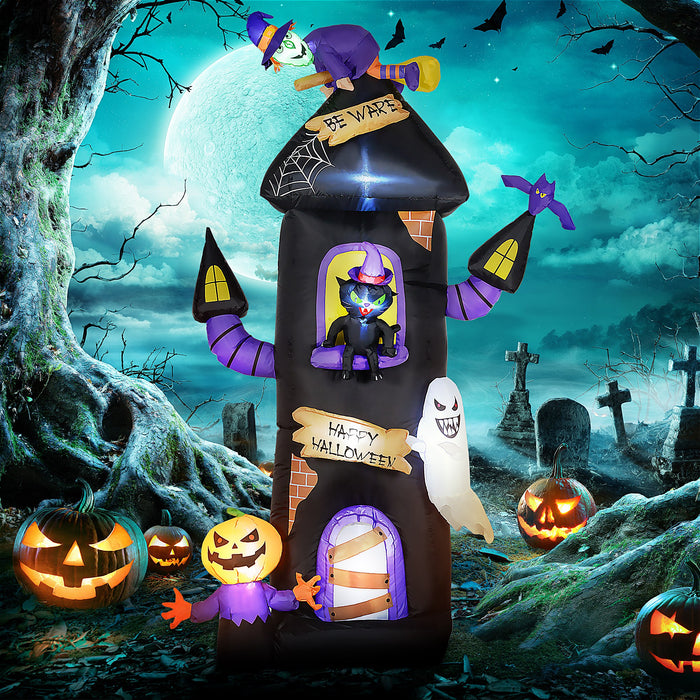 8.5ft Halloween Inflatable Treehouse w/ Witch, Ghost, Pumpkin Man