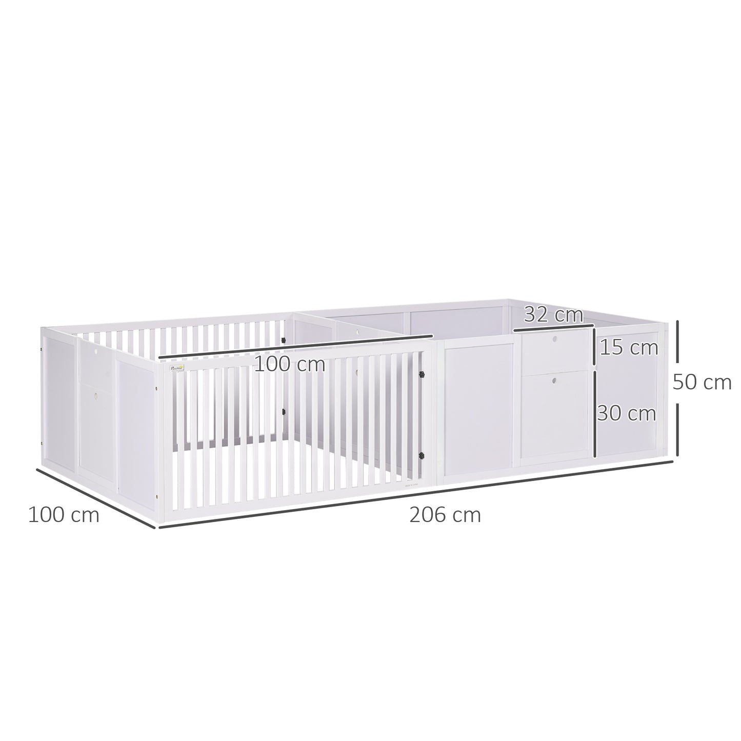 Wooden Dog Pen Pet Playpen 7 Panels Puppy Pen for Indoors - White