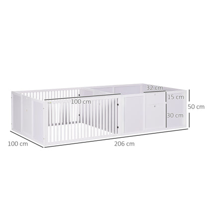 Wooden Dog Pen Pet Playpen 7 Panels Puppy Pen for Indoors - White