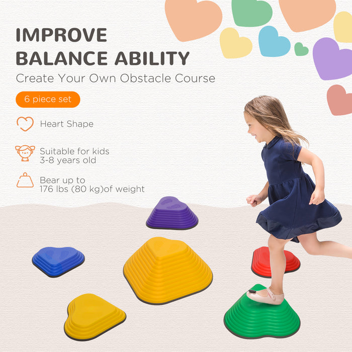 6PCs Kids Stepping Stones, Non-Slip Stackable River Stones