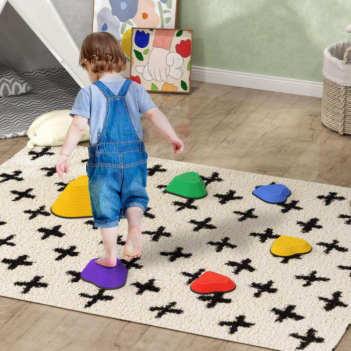 6PCs Kids Stepping Stones, Non-Slip Stackable River Stones