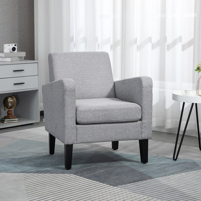 Modern Accent Chair, Occasional Chair with Rubber Wood Legs for Living Room, Bedroom, Grey