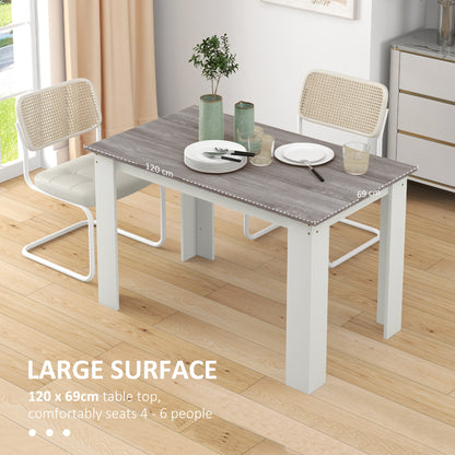 Dining Table for 4-6 People, Wood Effect Tabletop, Grey