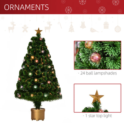 3ft Pre-Lit Fibre Optic Christmas Tree with Baubles, Star & Gold Pot