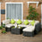 7-Seater PE Rattan Sofa Set Garden Wicker Furniture Set w/ Corner Sofa Set, Cushion, Cushion Cover and Tempered Glass Table, Brown