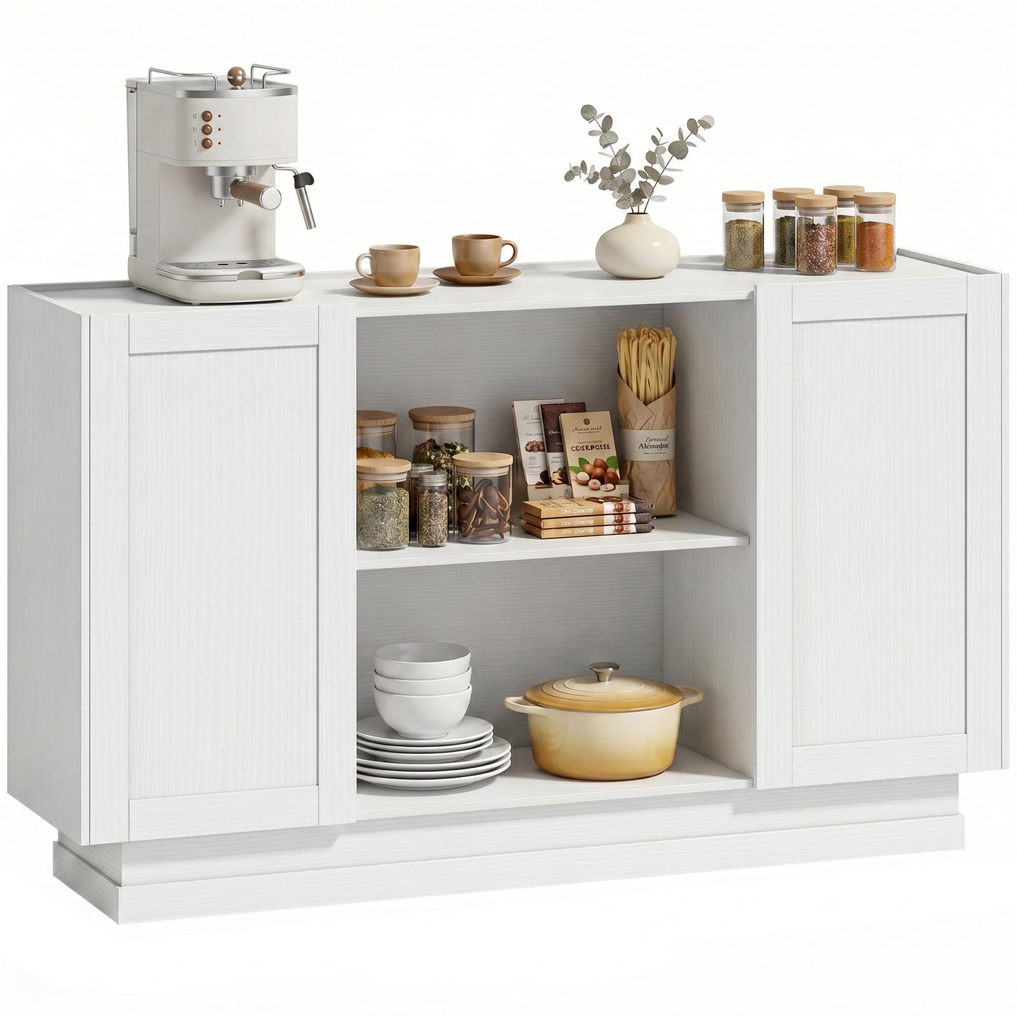 Sideboard Buffet Cabinet, Modern Farmhouse Storage Cabinet, White