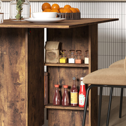 80-140 cm Folding Dining Table for 4-6 Drop Leaf Table Rustic Brown