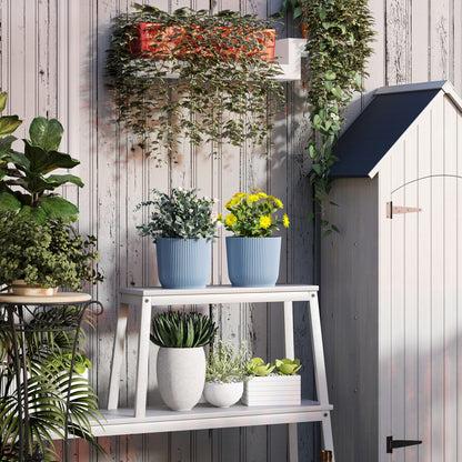 Set of 2 Round Plant Pots Outdoor 22cm for Garden Decoration, Blue