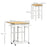 Bamboo Breakfast Cart with Drop Leaf Table and 2 Stools